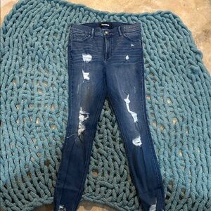 Express Women's Distressed Blue Skinny Jeans